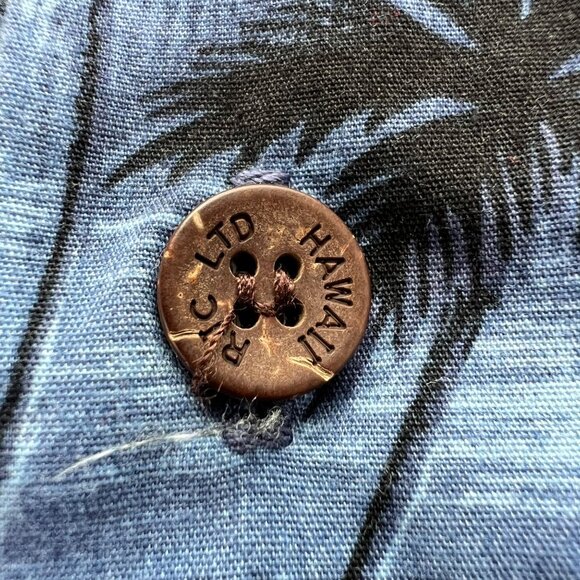 RJC Mens Hawaiian Shirt Blue Palm Tree Print Tropical Aloha 100% Cotton Size M - Picture 6 of 10